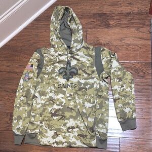 New Orleans Saints Hoodie Mens Large Green Camo Nike Salute To Service NFL